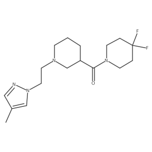 4,4-difluoro-1-{1-[2-(4-methyl-1H-pyrazol-1-yl)ethyl]piperidine-3-carbonyl}piperidine结构式