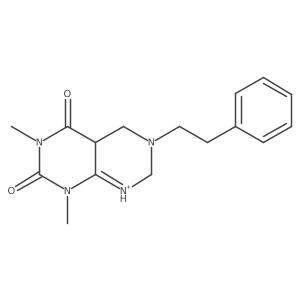 1,3-dimethyl-6-(2-phenylethyl)-5,7-dihydro-4aH-pyrimido[4,5-d]pyrimidin-8-ium-2,4-dione结构式