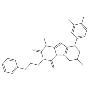 9-(3,4-Dimethylphenyl)-1,7-dimethyl-3-(3-phenylpropyl)-4a,6,7,8-tetrahydropurino[7,8-a]pyrimidin-5-ium-2,4-dione Structure