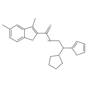 N-[2-(furan-2-yl)-2-(pyrrolidin-1-yl)ethyl]-3,5-dimethyl-1-benzofuran-2-carboxamide结构式