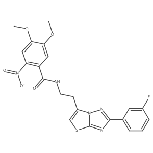 N-(2-(2-(3-fluorophenyl)thiazolo[3,2-b][1,2,4]triazol-6-yl)ethyl)-4,5-dimethoxy-2-nitrobenzamide Structure