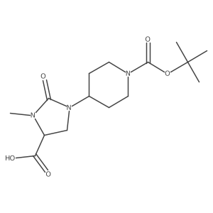 1-(1-{[(1,1-Dimethylethyl)oxy]carbonyl}-4-piperidinyl)-3-methyl-2-oxo-4-imidazolidinecarboxylic acid结构式