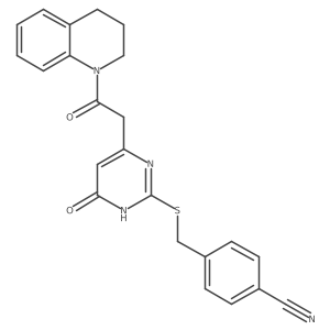 4-(((4-(2-(3,4-dihydroquinolin-1(2H)-yl)-2-oxoethyl)-6-oxo-1,6-dihydropyrimidin-2-yl)thio)methyl)benzonitrile Structure