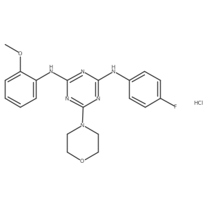N2-(4-fluorophenyl)-N4-(2-methoxyphenyl)-6-morpholino-1,3,5-triazine-2,4-diamine hydrochloride结构式