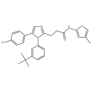 2-((5-(4-bromophenyl)-1-(3-(trifluoromethyl)phenyl)-1H-imidazol-2-yl)thio)-N-(4-methylthiazol-2-yl)acetamide Structure