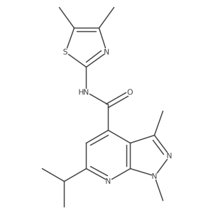 N-[(2Z)-4,5-dimethyl-1,3-thiazol-2(3H)-ylidene]-1,3-dimethyl-6-(propan-2-yl)-1H-pyrazolo[3,4-b]pyridine-4-carboxamide结构式