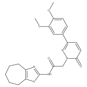 2-[3-(3,4-dimethoxyphenyl)-6-oxopyridazin-1(6H)-yl]-N-[(2Z)-3,4,5,6,7,8-hexahydro-2H-cyclohepta[d][1,3]thiazol-2-ylidene]acetamide结构式