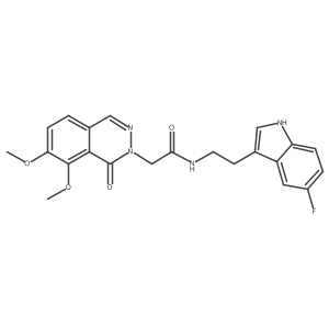 2-[7,8-dimethoxy-1-oxo-2(1H)-phthalazinyl]-N-[2-(5-fluoro-1H-indol-3-yl)ethyl]acetamide结构式