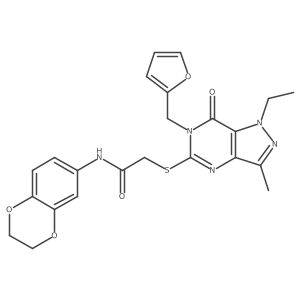 N-(2,3-dihydrobenzo[b][1,4]dioxin-6-yl)-2-((1-ethyl-6-(furan-2-ylmethyl)-3-methyl-7-oxo-6,7-dihydro-1H-pyrazolo[4,3-d]pyrimidin-5-yl)thio)acetamide Structure