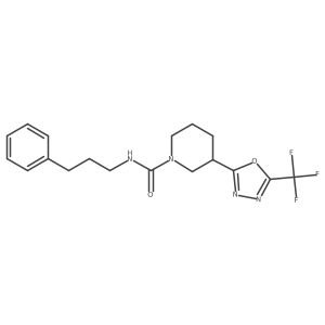 N-(3-phenylpropyl)-3-[5-(trifluoromethyl)-1,3,4-oxadiazol-2-yl]piperidine-1-carboxamide结构式
