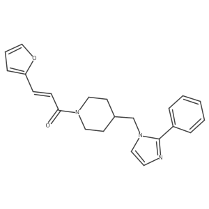(E)-3-(furan-2-yl)-1-(4-((2-phenyl-1H-imidazol-1-yl)methyl)piperidin-1-yl)prop-2-en-1-one结构式
