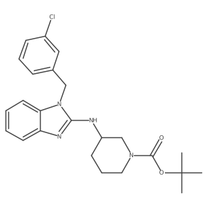 tert-Butyl 3-((1-(3-chlorobenzyl)-1H-benzo[d]imidazol-2-yl)amino)piperidine-1-carboxylate结构式