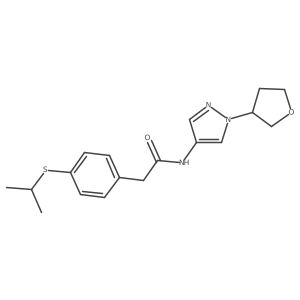 2-(4-(isopropylthio)phenyl)-N-(1-(tetrahydrofuran-3-yl)-1H-pyrazol-4-yl)acetamide Structure