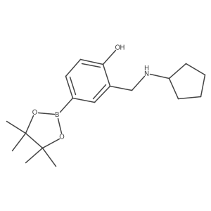 2-[(Cyclopentylamino)methyl]-4-(4,4,5,5-tetramethyl-1,3,2-dioxaborolan-2-yl)phenol结构式
