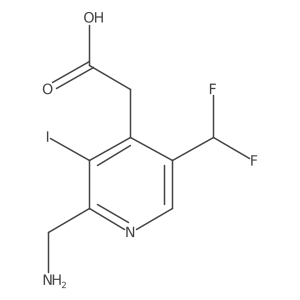 2-(Aminomethyl)-5-(difluoromethyl)-3-iodopyridine-4-acetic acid结构式