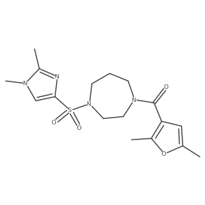 (4-((1,2-dimethyl-1H-imidazol-4-yl)sulfonyl)-1,4-diazepan-1-yl)(2,5-dimethylfuran-3-yl)methanone Structure