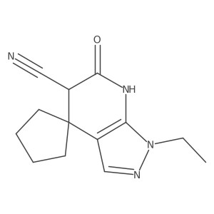1'-Ethyl-6'-oxo-1',5',6',7'-tetrahydrospiro[cyclopentane-1,4'-pyrazolo[3,4-b]pyridine]-5'-carbonitrile Structure