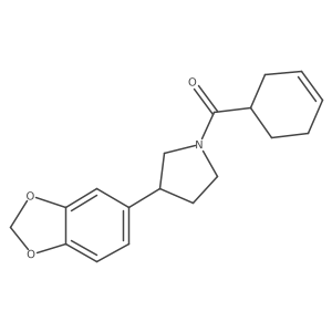 (3-(Benzo[d][1,3]dioxol-5-yl)pyrrolidin-1-yl)(cyclohex-3-en-1-yl)methanone Structure