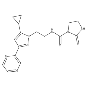 N-(2-(5-cyclopropyl-3-(pyrazin-2-yl)-1H-pyrazol-1-yl)ethyl)-2-oxoimidazolidine-1-carboxamide Structure