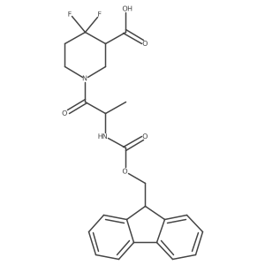 1-[(2R)-2-({[(9H-fluoren-9-yl)methoxy]carbonyl}amino)propanoyl]-4,4-difluoropiperidine-3-carboxylic acid Structure
