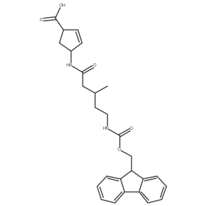 4-[5-({[(9H-fluoren-9-yl)methoxy]carbonyl}amino)-3-methylpentanamido]cyclopent-2-ene-1-carboxylic acid结构式