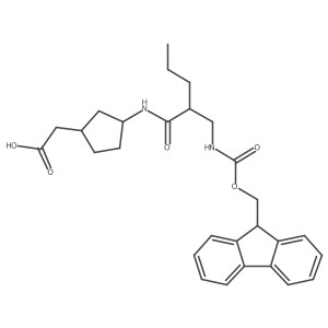 rac-2-[(1R,3S)-3-{2-[({[(9H-fluoren-9-yl)methoxy]carbonyl}amino)methyl]pentanamido}cyclopentyl]acetic acid Structure