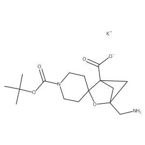 Potassium 4-(aminomethyl)-1'-[(tert-butoxy)carbonyl]-3-oxaspiro[bicyclo[2.1.1]hexane-2,4'-piperidine]-1-carboxylate结构式