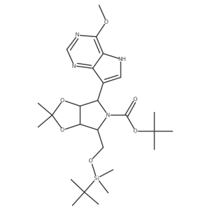 tert-butyl (3aS,4S,6R,6aR)-6-[[tert-butyl(dimethyl)silyl]oxymethyl]-4-(4-methoxy-5H-pyrrolo[3,2-d]pyrimidin-7-yl)-2,2-dimethyl-3a,4,6,6a-tetrahydro-[1,3]dioxolo[4,5-c]pyrrole-5-carboxylate Structure