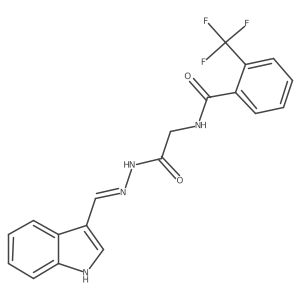 (E)-N-(2-(2-((1H-indol-3-yl)methylene)hydrazinyl)-2-oxoethyl)-2-(trifluoromethyl)benzamide结构式