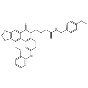 N-(4-methoxybenzyl)-4-(6-((2-((2-methoxyphenyl)amino)-2-oxoethyl)thio)-8-oxo-[1,3]dioxolo[4,5-g]quinazolin-7(8H)-yl)butanamide Structure