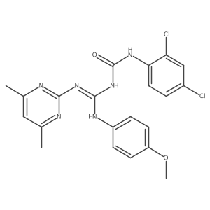 1-(2,4-dichlorophenyl)-3-{(E)-[(4,6-dimethylpyrimidin-2-yl)amino][(4-methoxyphenyl)amino]methylidene}urea结构式