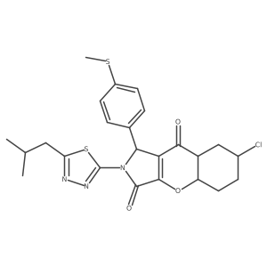 7-chloro-2-[5-(2-methylpropyl)-1,3,4-thiadiazol-2-yl]-1-(4-methylsulfanylphenyl)-4a,5,6,7,8,8a-hexahydro-1H-chromeno[2,3-c]pyrrole-3,9-dione Structure