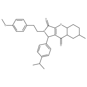 2-[2-(4-methoxyphenyl)ethyl]-7-methyl-1-(4-propan-2-ylphenyl)-4a,5,6,7,8,8a-hexahydro-1H-chromeno[2,3-c]pyrrole-3,9-dione Structure