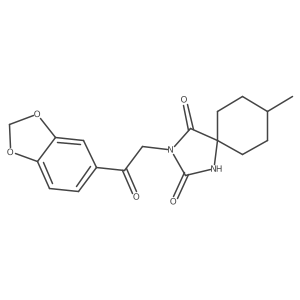3-[2-(1,3-Benzodioxol-5-yl)-2-oxoethyl]-8-methyl-1,3-diazaspiro[4.5]decane-2,4-dione结构式