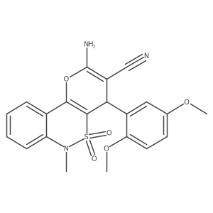 2-Amino-4-(2,5-dimethoxyphenyl)-6-methyl-4,6-dihydropyrano[3,2-c][2,1]benzothiazine-3-carbonitrile 5,5-dioxide Structure
