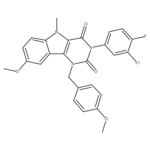 3-(3-chloro-4-fluorophenyl)-8-methoxy-1-(4-methoxybenzyl)-5-methyl-1H-pyrimido[5,4-b]indole-2,4(3H,5H)-dione Structure