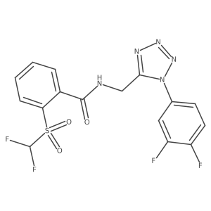 2-((difluoromethyl)sulfonyl)-N-((1-(3,4-difluorophenyl)-1H-tetrazol-5-yl)methyl)benzamide结构式