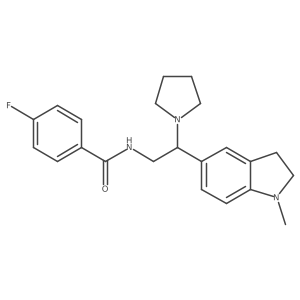 4-fluoro-N-(2-(1-methylindolin-5-yl)-2-(pyrrolidin-1-yl)ethyl)benzamide Structure