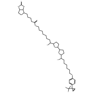 (8R)-8-Hydroxy-8-[(2R,2a(2)R,5R,5a(2)R)-octahydro-5a(2)-[(1R)-1-hydroxy-7-[4-[3-(trifluoromethyl)-3H-diazirin-3-yl]phenoxy]heptyl][2,2a(2)-bifuran]-5-yl]octyl (3aS,4S,6aR)-hexahydro-2-oxo-1H-thieno[3,4-d]imidazole-4-pentanoate Structure