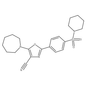 5-(Azepan-1-yl)-2-(4-(piperidin-1-ylsulfonyl)phenyl)oxazole-4-carbonitrile结构式