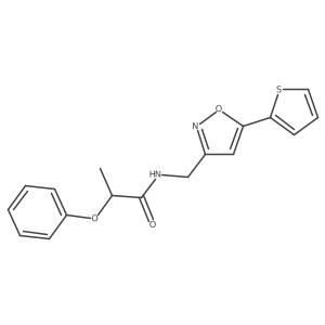 2-phenoxy-N-((5-(thiophen-2-yl)isoxazol-3-yl)methyl)propanamide结构式