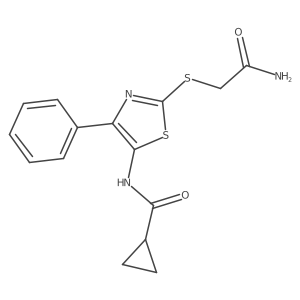 N-(2-((2-amino-2-oxoethyl)thio)-4-phenylthiazol-5-yl)cyclopropanecarboxamide结构式