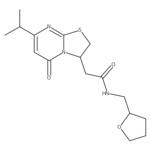 2-(7-isopropyl-5-oxo-3,5-dihydro-2H-thiazolo[3,2-a]pyrimidin-3-yl)-N-((tetrahydrofuran-2-yl)methyl)acetamide Structure
