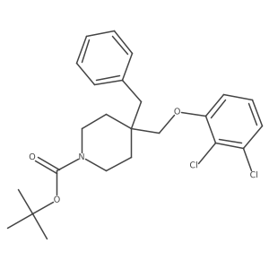 Tert-butyl 4-benzyl-4-((2,3-dichlorophenoxy)methyl)piperidine-1-carboxylate结构式
