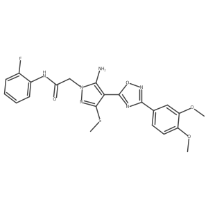 2-(5-amino-4-(3-(3,4-dimethoxyphenyl)-1,2,4-oxadiazol-5-yl)-3-(methylthio)-1H-pyrazol-1-yl)-N-(2-fluorophenyl)acetamide结构式