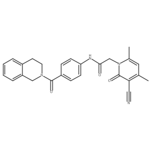 2-(3-cyano-4,6-dimethyl-2-oxopyridin-1(2H)-yl)-N-[4-(3,4-dihydroisoquinolin-2(1H)-ylcarbonyl)phenyl]acetamide Structure