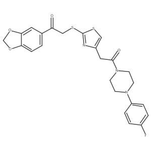 1-(Benzo[d][1,3]dioxol-5-yl)-2-((4-(2-(4-(4-fluorophenyl)piperazin-1-yl)-2-oxoethyl)thiazol-2-yl)thio)ethanone结构式