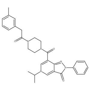 5-isopropyl-2-phenyl-7-(4-(2-(m-tolyl)acetyl)piperazine-1-carbonyl)-2H-pyrazolo[4,3-c]pyridin-3(5H)-one Structure