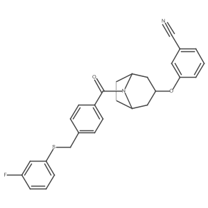 3-[[8-[4-[[(3-Fluorophenyl)thio]methyl]benzoyl]-8-azabicyclo[3.2.1]oct-3-yl]oxy]benzonitrile Structure