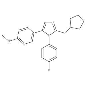 2-(cyclopentylthio)-1-(4-fluorophenyl)-5-(4-methoxyphenyl)-1H-imidazole结构式